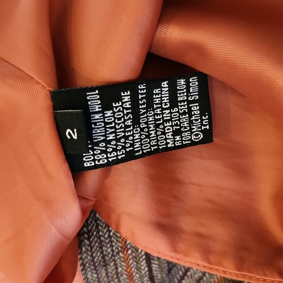 Wool pencil skirt with leather design size 2 - Picture 5 of 5